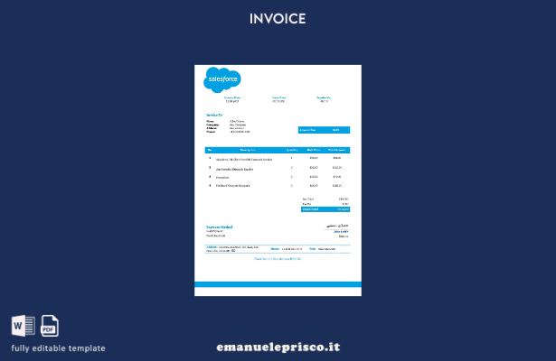 Modello di fattura Salesforce USA in stile verificato